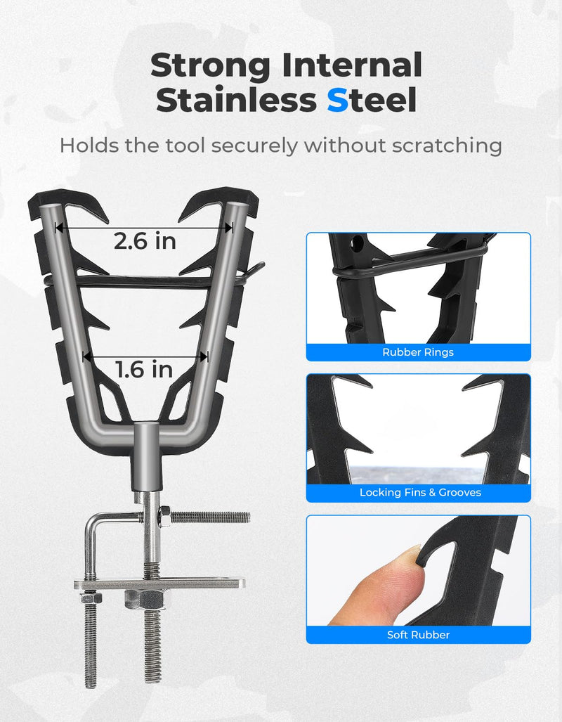 KEMIMOTO ATV Tool Mount, Tools Holder for 0.79 in - 1.97 in Square Tube, Tool Holder Rack with Rubber Straps Compatible with ATV UTV Flat Cargo Rack