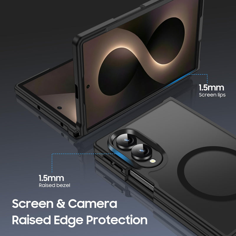 MAKAVO Magnetic for Samsung Galaxy Z Fold 8 Case, for MagSafe, Black | Compatible with MagSafe, Slim Translucent Matte Finish, Hard PC Back & Soft TPU Bumper, Shockproof Protection