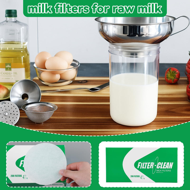 Hahafelt 400 Pack Milk Filter Discs Quick Flow Non-gauze Small 4-9/16" Od Replacement Filters Disks for Raw Milk Strainer 200 Discs Per Box