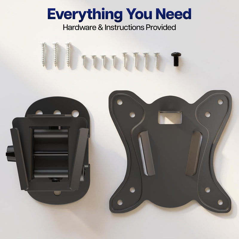 VIVO Compact TV Wall Mount for 13 to 32 inch Screens up to 55 lbs, Tilt and Swivel, Single Stud, Low Profile 3 inches from Wall, VESA 75x75 and 100x100, Black, MOUNT-TS132K