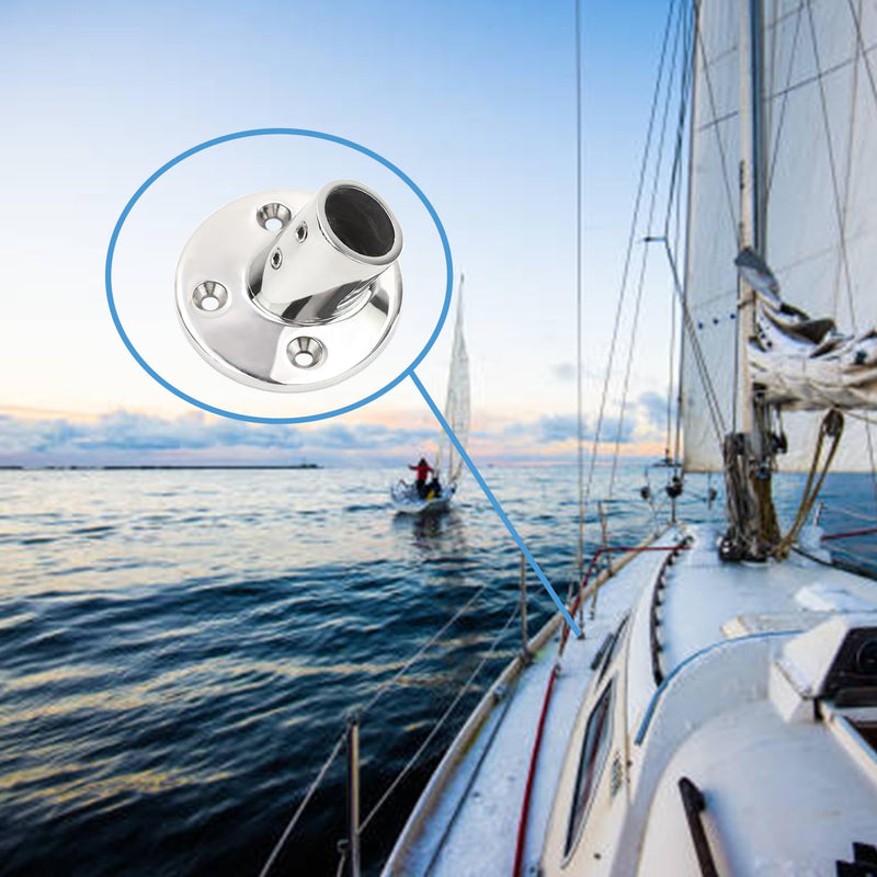 SHENGHUISS Boat Hand Rail Fitting Heavy Duty 316SS Marine Round Base with L Shape Hex Key and Screws 60° 7/8 inch 4 pack