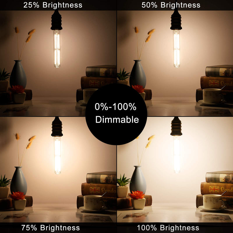 LiteHistory Dimmable E26 Light Bulb 6W Equal 60 watt led Light Bulb AC120V Warm White 2700K Edison 60 Watt 600LM T10 Bulb for Rustic Pendant,Industrial Pipe,Wall sconces,Vanity 6Pack 6w=60w Warm White 2700k 7.3 Inch(6 count)