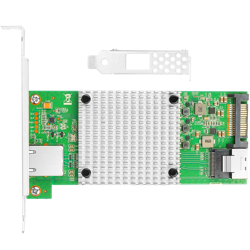 10 Gigabit M.2 to RJ45 NIC, Intel 82599 Controller, Single-Port RJ45, M Key, with SFF 8087 0.35m(1.1ft) Cable, 10 Gigabit Ethernet Expansion Card for Windows/Windows Server/Linux