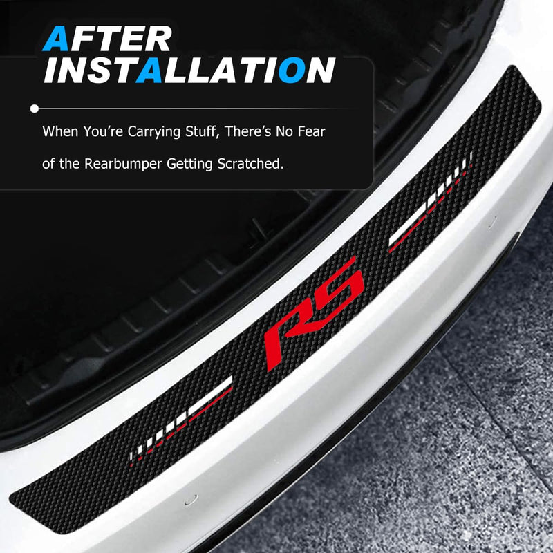5Pcs Door Sill Plate Protectors Compatible with Chevy Camaro RS Car Accessories, Carbon Fiber Leather Door Sill Stickers for Camaro RS Auto Accessories 5PCS - Combo Red RS