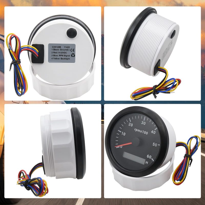 85MM RPM Tachometer Gauge 6000RPM Automotive Replacement Tachometers 0-6000 RPM Tacometro Meter LED for Car Auto Boat Truck Tachometer Gauge 7 Colors Backlight 9-32V 3-3/8" Black 6000 RPM