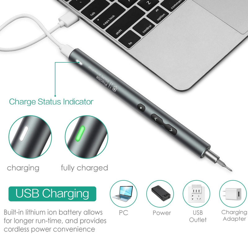 ORIA Electric Screwdriver, 28 in 1 Mini Precision Screwdriver Set, Rechargeable Repair Tools Kit, with Type-C Charging for Smartphones,Toys, PC 28-IN-1 Silver 28 in 1