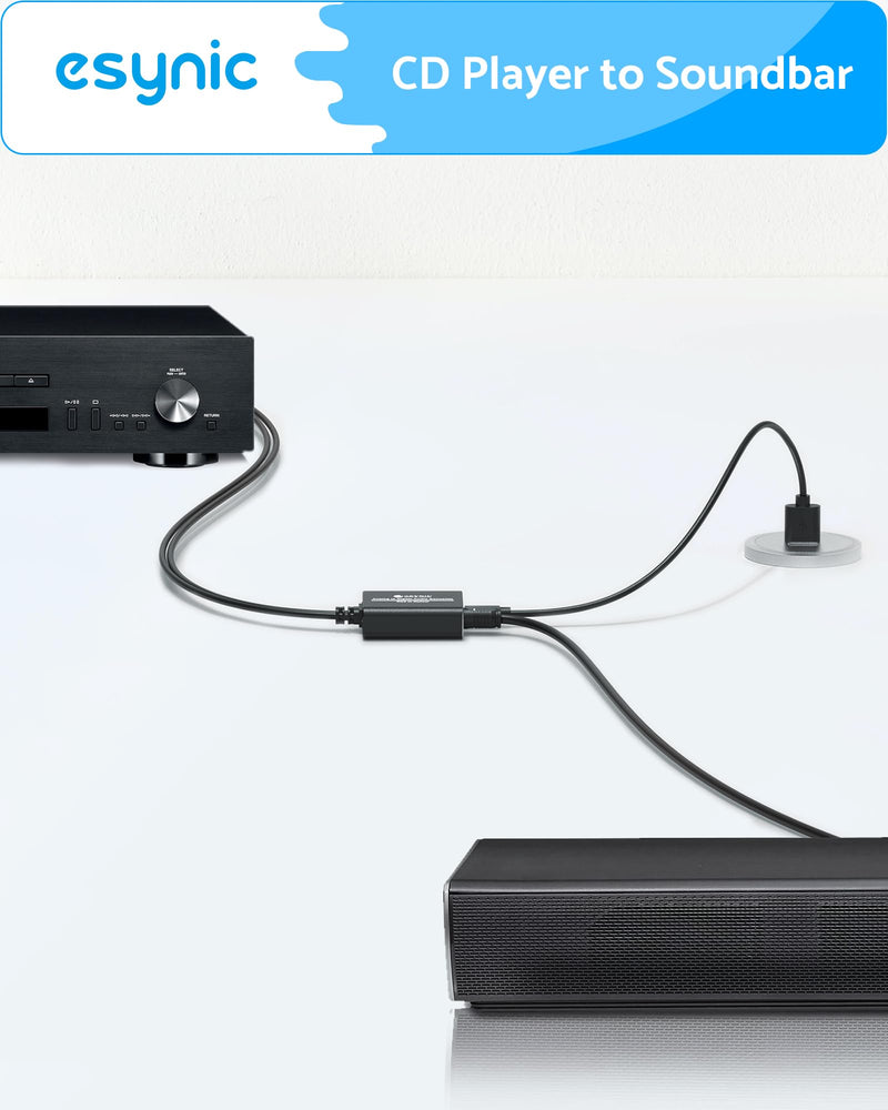  [AUSTRALIA] - eSynic Portable RCA to Optical Audio Converter [RCA Input to Optical Output -Not Bi-Directional]Aluminum Alloy Analog to Digital Audio Converter 2.1M/7ft [Only For PCM Audio]for CD Player to Soundbar Light-Weight