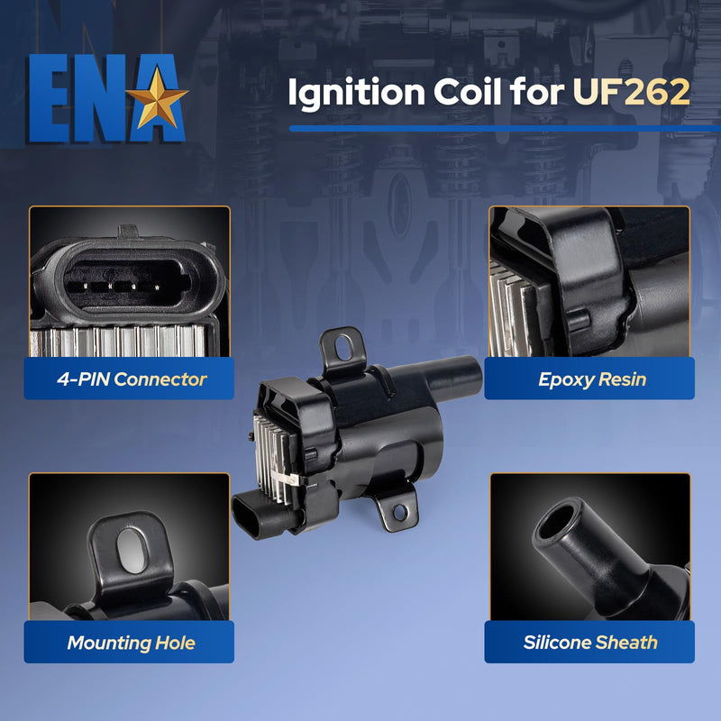 ENA 1 Round Ignition Coil Pack V8 5.3 6.0 Compatible with GMC Chevy Silverado 1500 2500 Tahoe Suburban Express Sierra Yukon Savana Escalade 2000 2001 2002 2003 2004 2005 2006 Replaces# UF262 D585