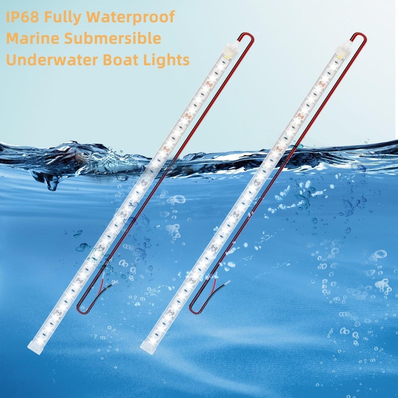 Boat Marine Submersible Led Strip Lights, 4 Pcs 20 Inches 12V Super Bright Boat Interior Lights, IP68 Waterproof Marine Led Strip Lights Night Fishing Lights for Boats, Kayak (Red) Red/20''