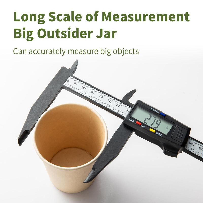 Digital Caliper 0-8" Measuring Tool, Micrometer Caliper with Auto-Off Feature, Interchangeable Between inches and millimeters for Jewelry Measurement and 3D Printing 8" Plastic
