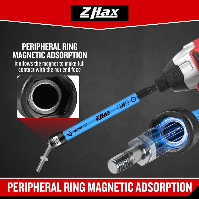 ZHAX 6-Piece Magnetic Hollow Impact Nut Drivers Set, 6-Inch Extra Long SAE 1/4" - 9/16", 1/4 Inch Hex Drive, Color Coded Impact Nut Setters With EVA Storage Organizer 6-Piece SAE