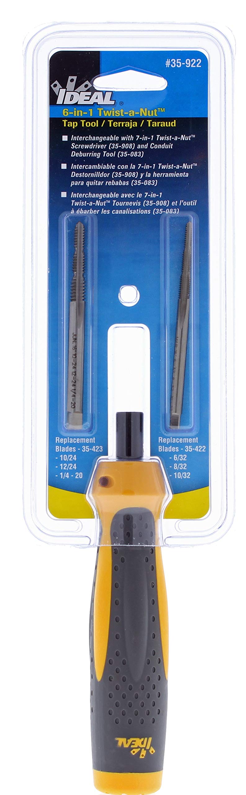 IDEAL Industries INC. 35-922 6-in-1 Twist-A-Nut Tapping Tool – Robust Screwdriver Tool w/Textured Santoprene Grip, Interchangeable Head