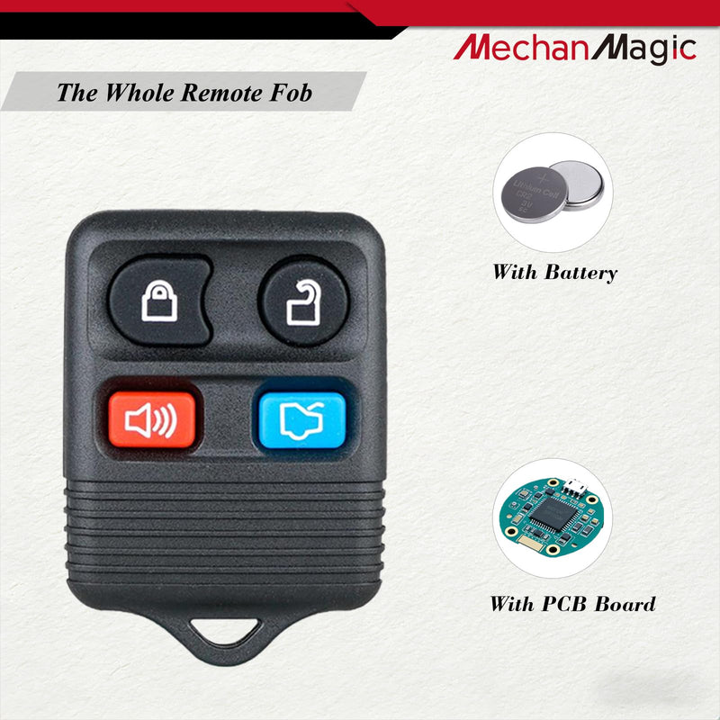 Key Fob Replacement Fits for Ford Mustang Expedition Explorer Taurus Lincoln Navigator Town Car Mercury Sable 1998-2004 CWTWB1U311 Remote with Uncut Transponder Ignition Key (H72-PT 4C)