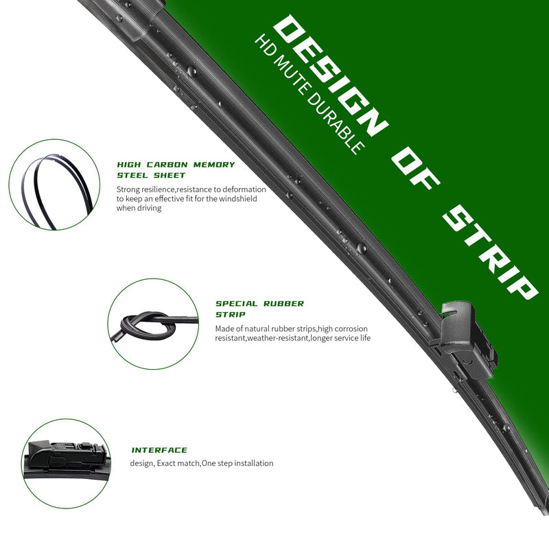 3 Factory Wiper Blade Replacement for Mazda CX-5 CX-9 02/2017-2021 2022 2023 2024 Original Equipment Windshield Window Wiper Blades Set - 24"/18"/14"(Set of 3) Top Lock 24+18+14