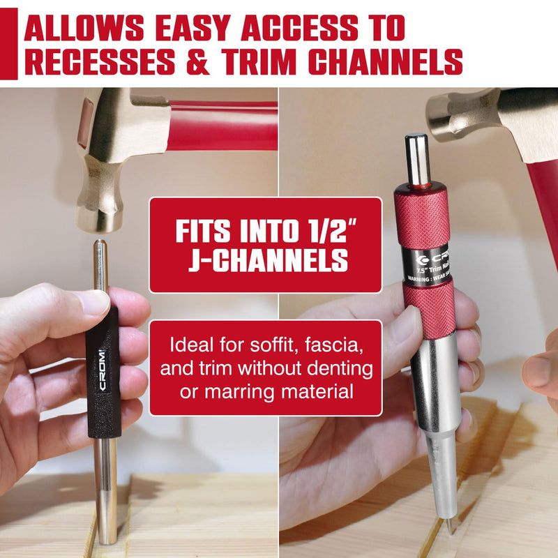 CROM Trim Nail Punch - Help Drive Trim Nails While Protecting Fingers from Hammer with Trim Nail Driver (2-Piece Set) Small - 2-Piece Set