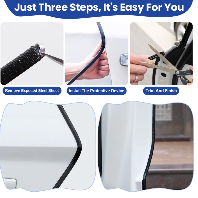 Car Door Edge Guards Strip - Upgraded, Easy Install, Tightly, Fade-Resistant, Universal Fit Most of Cars, Black Automotive Door Protector, Rubber Edge Trim Molding, 16.5Ft