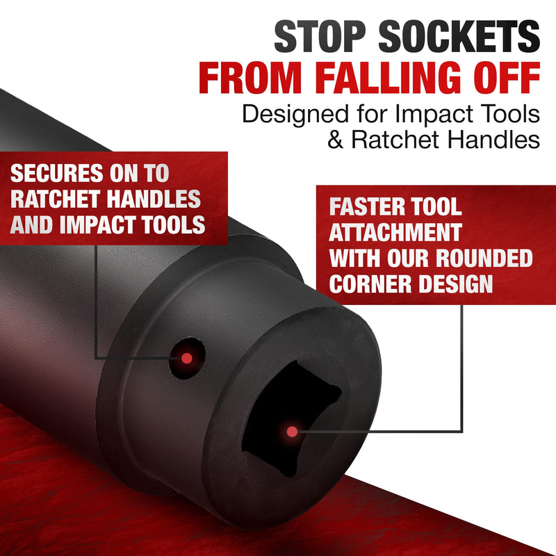 TIGHTSPOT 1/2 Inch Drive - 1 1/2 Inch Deep Impact Socket with Anti-Rounding 6 Point Design, Heat-Treated CRMO Steel 1/2” Drive Deep Socket 1/2” Drive 1 1/2” Deep Impact Socket - 6pt