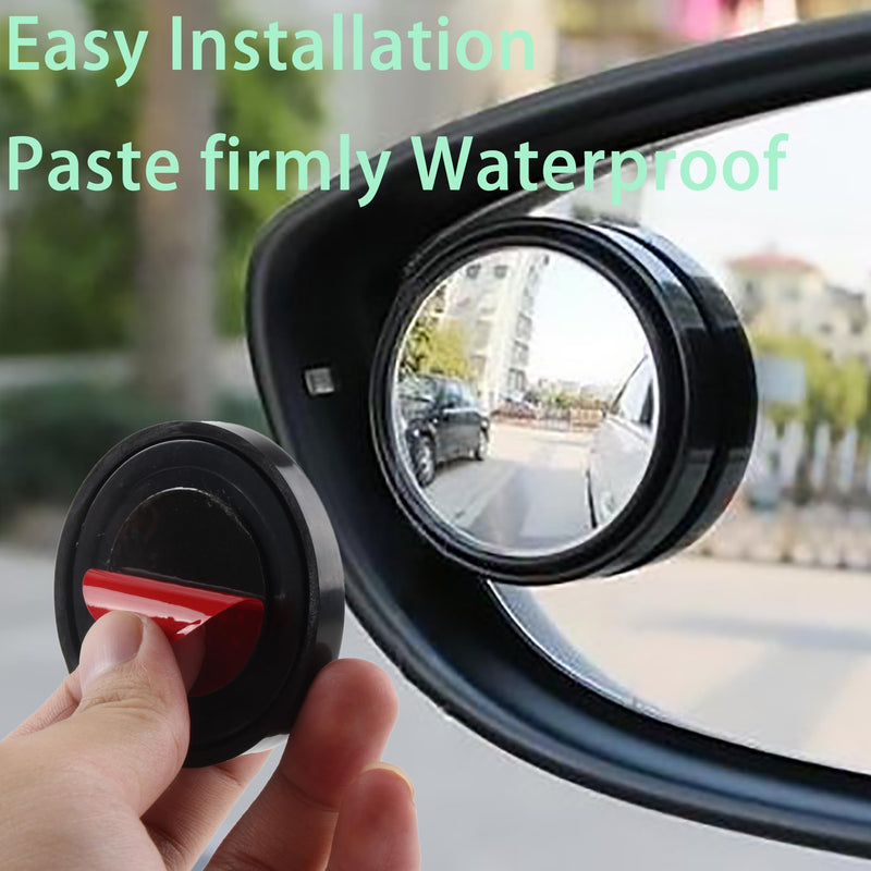 KEWAYO 2 Pack Automotive Blind Spot Mirrors, Small Round Convex Adjustable 360°Rotate Wide Angle Car Rear View Mirror for All Universal Vehicles Car Fit Stick-on Design