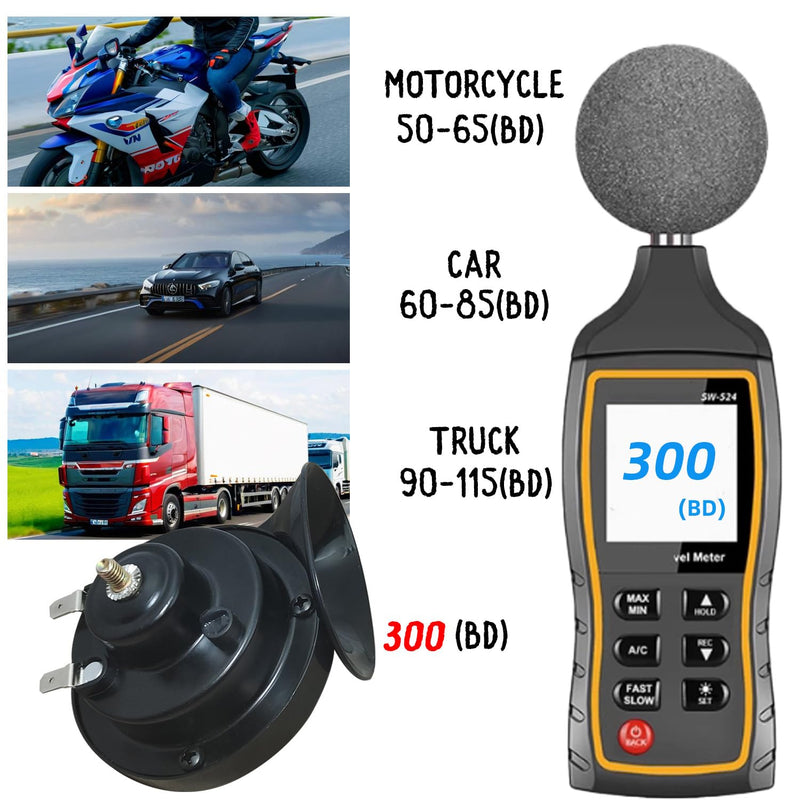 300DB Super Loud Train Horns, 12V Waterproof Air Horns Replacement Kit, Car, Motorcycle, Truck, Bike, Boat Car Air Electric Snail Double Horn, Automotive Accessories Universal for Car