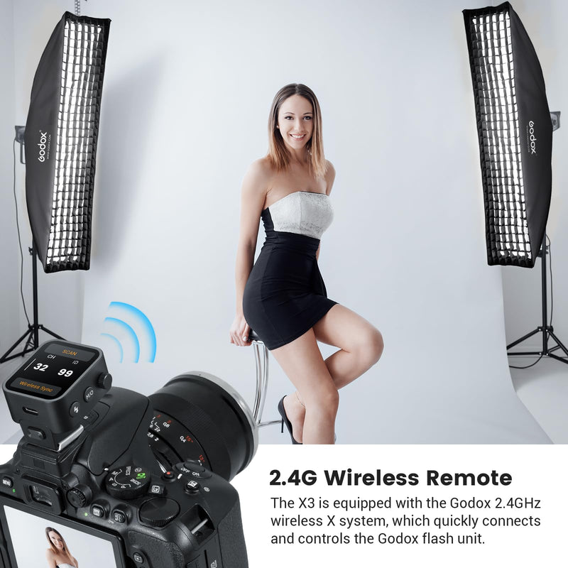 Godox X3-C Touchscreen TTL Wireless Flash Trigger for Canon Camera, 1/8000s HSS TTL TCM Function, Built-in Battery USB-C Charge Flash Transmitter Compatible with Canon R5 R6 R7 5D 6D