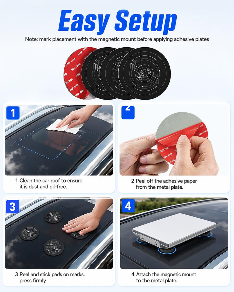 Adhesive Metal Discs 4PCS for Starlink Mini & Gen 3 | Magnetic Mount Plates for Car Truck RV SUV Aluminum/Glass Cab Roof, Starlink Mounting Accessory for Satellite Dish