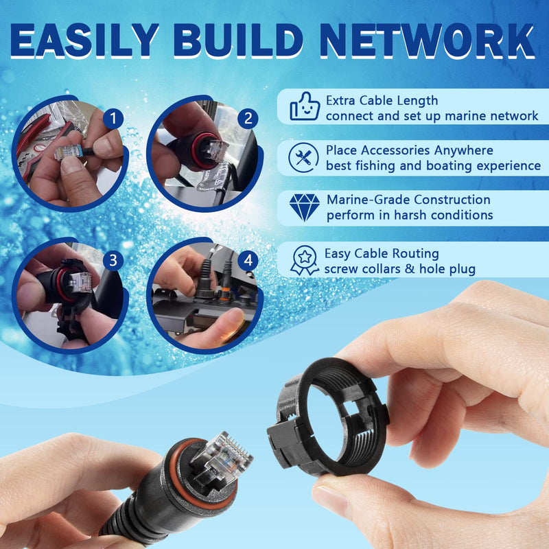 Bonbo 010-10550-00 Marine Network Cable for Garmin RJ45, Network Ethernet Cable for Garmin ECHOMAP Plus/UHD/Ultra, GMR, GSD, GCV, GPSMAP (6 Feet, Waterproof)