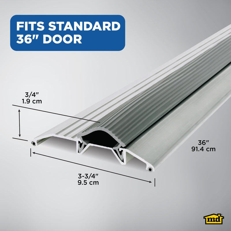 M-D Building Products 08102 3-3/4 in. x 3/4 in. x 36 in. Silver Aluminum and Vinyl Heavy-Duty Low-Profile Threshold 36" L x 3-3/4" W x 3/4" H - Silver