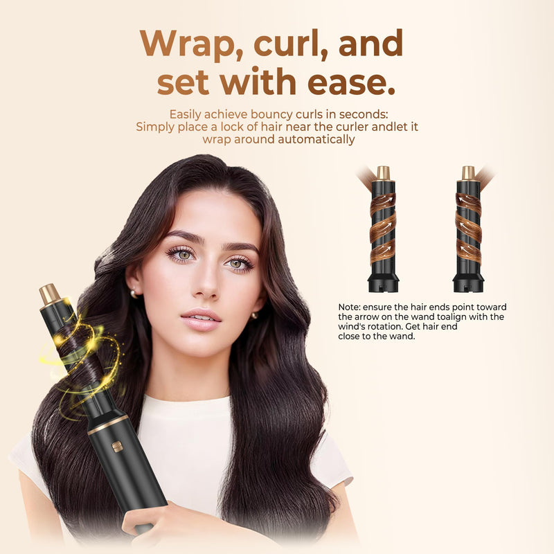 Hairstyer 5 in 1 Hair Styler Air Brush Airbrush 5 in 1 Air styer | Airstyler Multi-Blow Dryer Brush Set with Curl, Straighten, Wavy, Smooth, Magic Styler for All Hair Types and Lengths Black