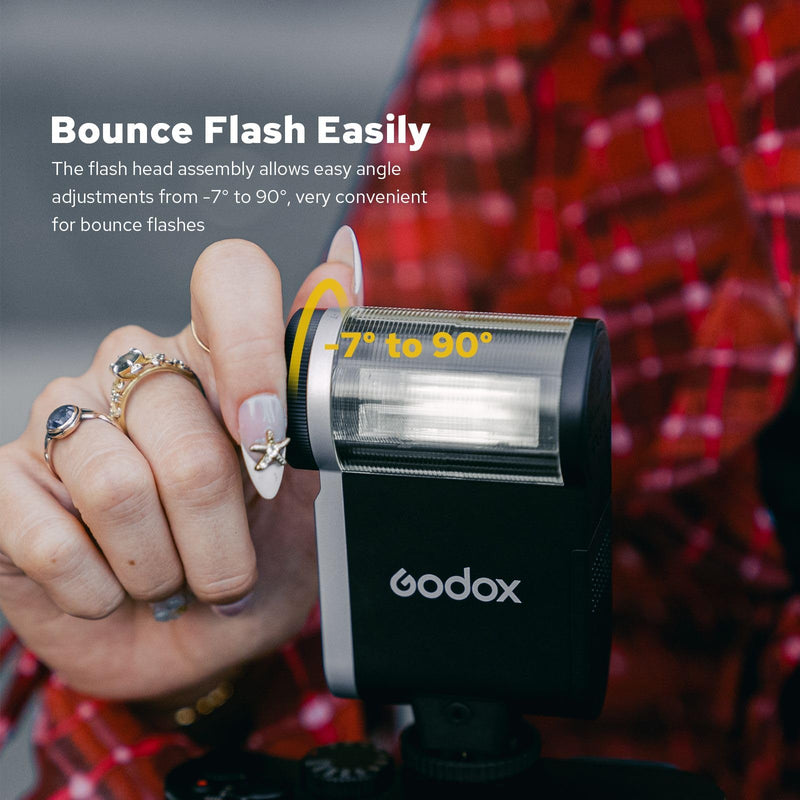 Godox iA32 Flash for Canon/Sony/Fujifilm/Nikon/Panasonic/Olympus | Angle Adjustable, Flat Design, GN15 with 8 Levels Flash Power, CCT 6200K±200K Flash, GODOX iA 32 Camera Flash Speedlite