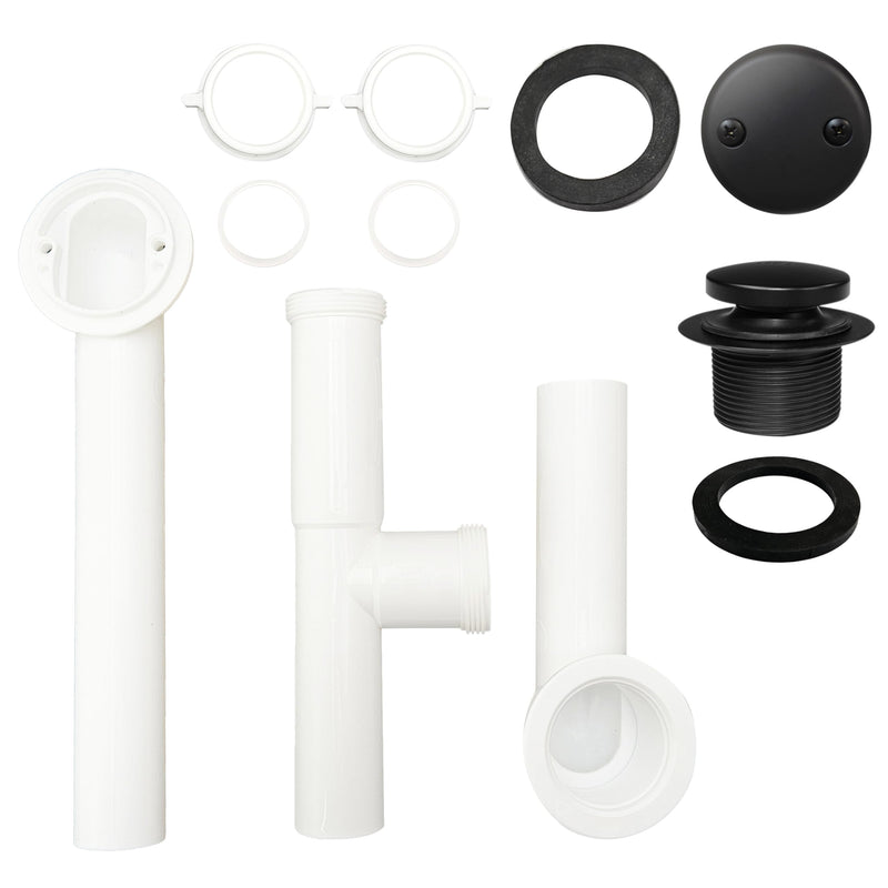Westbrass 593244-62 White 1-1/2" Tubular Tip Toe Bath Waste Drain Kit, Matte Black, 1 Pack 1-Pack