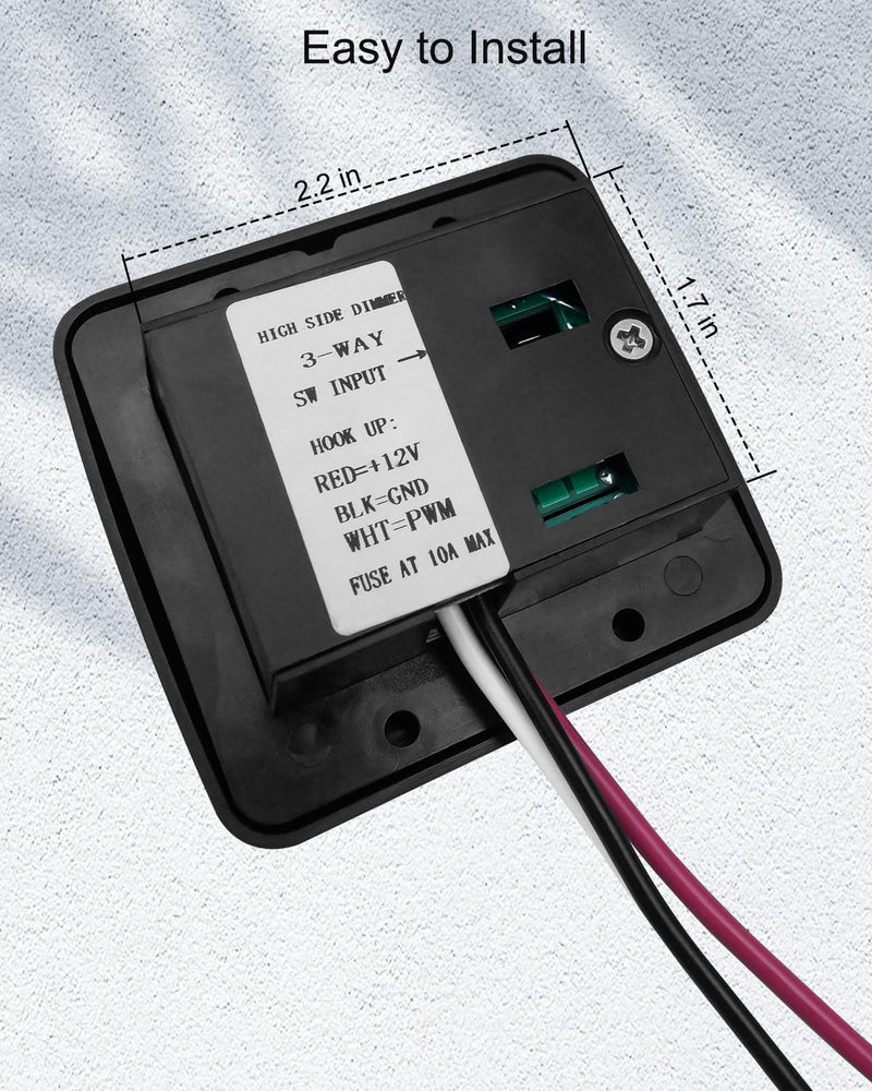 12V DC LED RV Dimmer Light Toggle Switch 60W, High Side Dimmer Light Interior Switch Fit for Dimmable LED Halogen, Incandescent - RV Auto Truck Marine and Strip Lighting