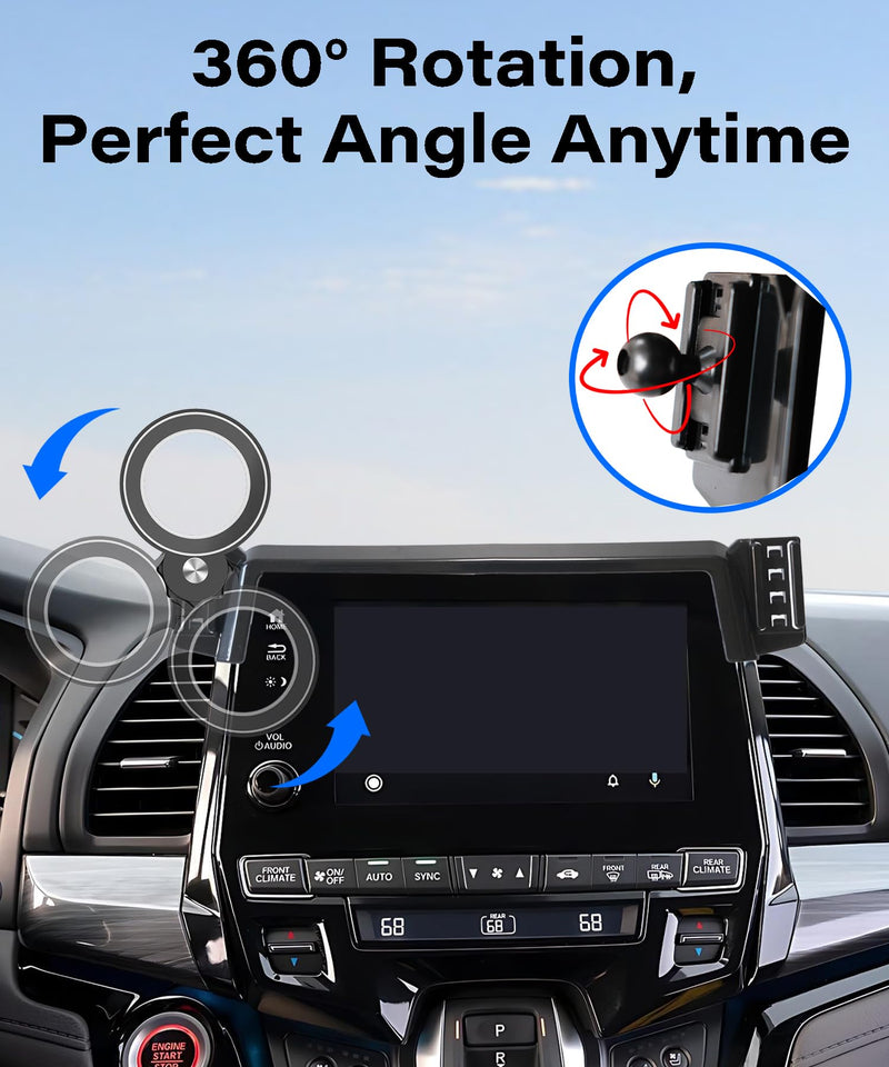 Car Phone Holder for Honda Odyssey 2018-2024 8-inch Screen Accessories | MagSafe Strong Magnetic Clip-On Cell Phone Mount, Dual Slots Holders for Driver & Passenger, 360° Rotatable Hands-Free Holder fit for 2018-2024 Honda Odyssey (8 Inch Screen)