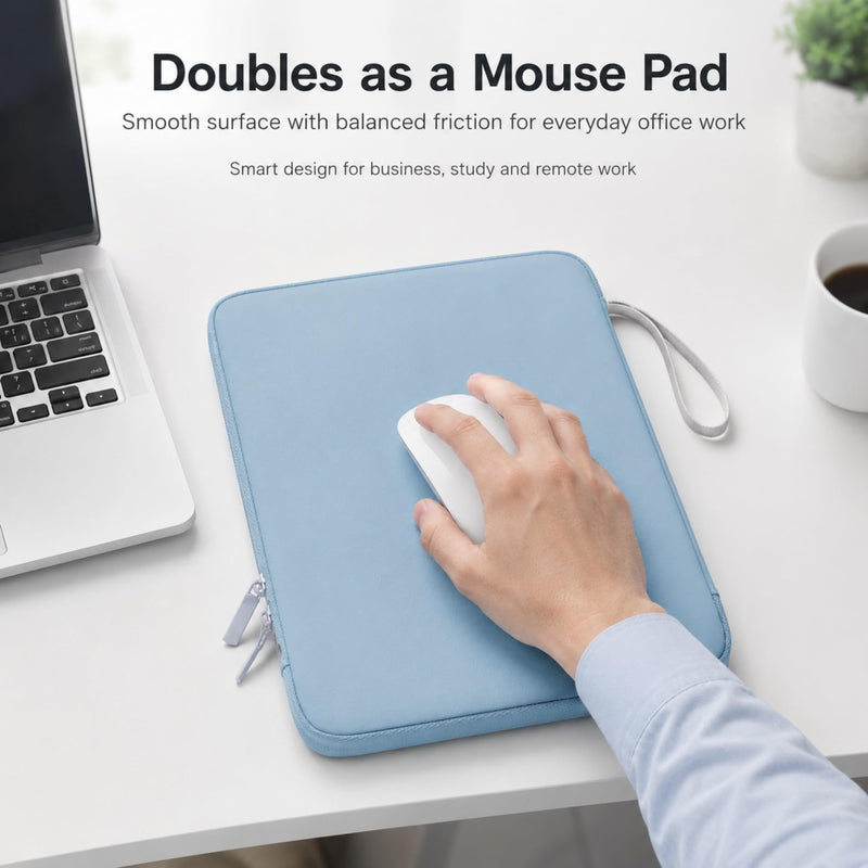 Tablet Bag PU Leather, 11 Inch Sleek Minimalist Tablet Sleeve Case, Portable Durable Protective Tablet Carrying Pouch for Business, Travel & Daily Commute Blue