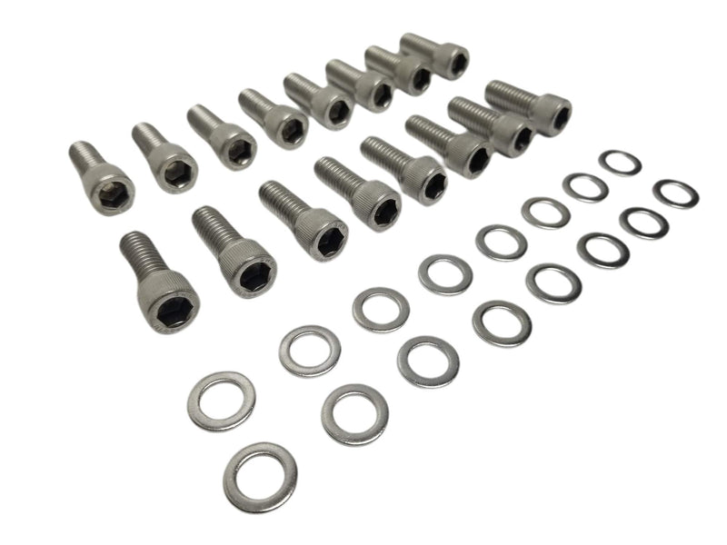 SBF BBF Stainless-Steel Exhaust Header Bolt Kit 1” 3/8-16 Bolts and Washers Compatible with Ford Small & Big Block V8 Engines 260 289 302 351W 351C 352 390 428 429 460 FE 5.0L Mustang