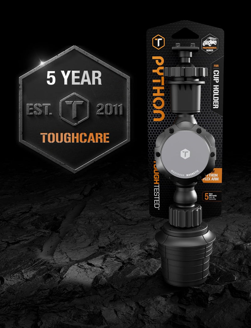 MagTough Python Cup Holder Phone Mount for Car, MagSafe, 360° | Magnetic car phone holder with a flexible arm and expandable base for iPhone and magnetic cases