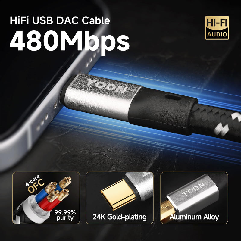 TODN Audiophiles USB Printer Cable Type C/USB C to USB 2.0 B High Speed Data Transfer DAC Cable (9.8ft/3m) 9.8ft/3m Type-C to USB B Pro