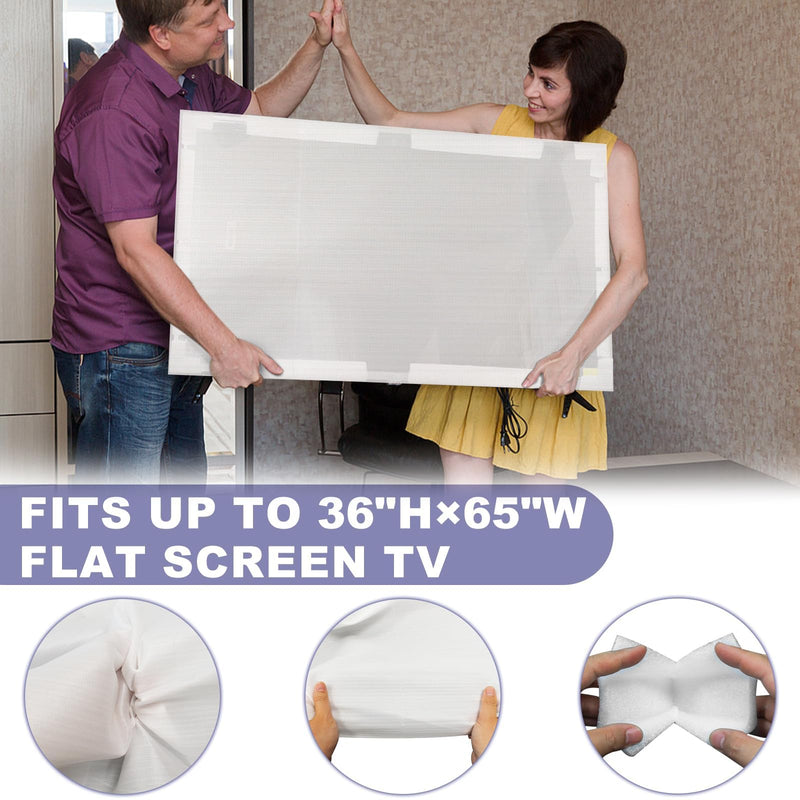 TV Moving Box Cushioning Supplies Set, Foam TV Cover & Corner Protectors | For 65"×36" Screens, 2 Pcs Foam Flat Screen Cover, 16 Pcs Corner Guards, 20M Textured Tape, Moving Protection Kit