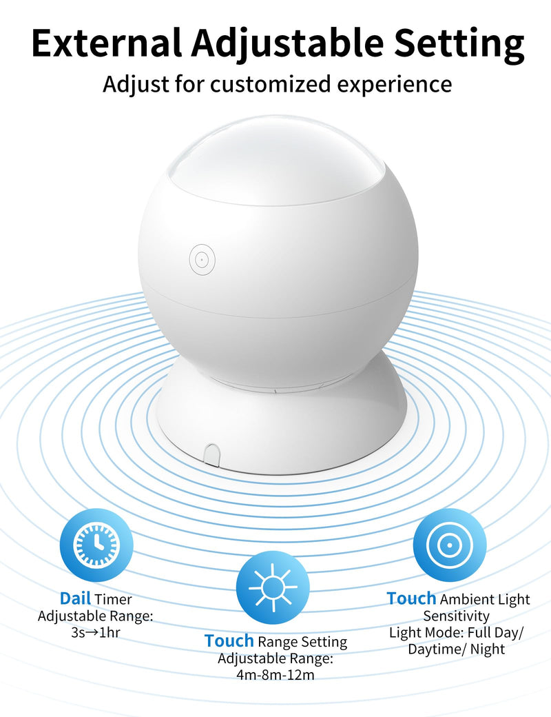 Wireless Motion Sensor Switch Kit with Split Sensor & Switch, PIR Motion Activated Power Switch with Timer, Indoor Motion Detector for Lights & Exhaust Fan (110V-120V) of Bathroom, Garage 1 Sensor + 1 Switch