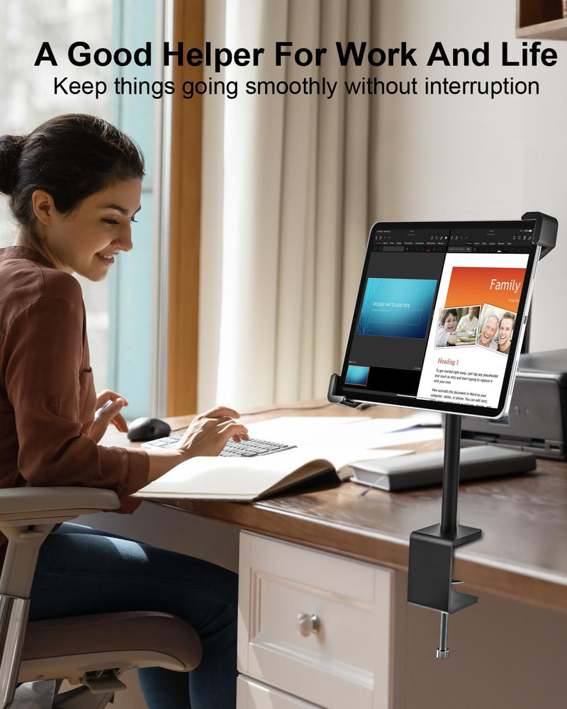 woleyi Anti Theft Desktop Tablet Kiosk Stand for 9-14" Tablet - 360° Swivel Tablets POS Stand Display Holder with Dual Security Lock and Key, Compatible iPad Pro 13/Air, Surface Pro/Go, Galaxy Tabs
