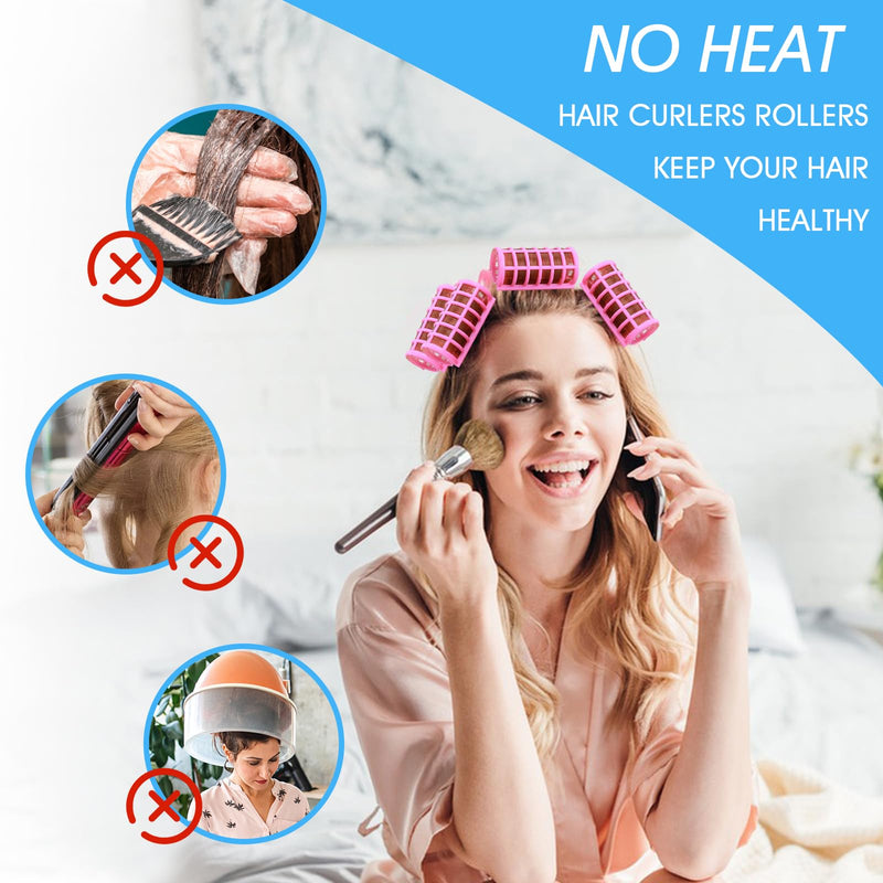 30Pcs Self Grip Hair Rollers Set - 5 Sizes, No Hair Damage, Large Rollers for Volume, Snap On, Sleep in for Long, Medium and Short Hair
