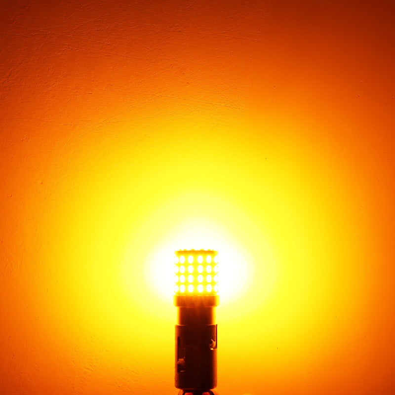 PHINLION 2057 1157 Orange Yellow LED Bulbs Super Bright 3014 72-SMD 1034 2357 7528 LED Bulb for Turn Signal Blinker Parking Side Marker Lights, Amber Yellow