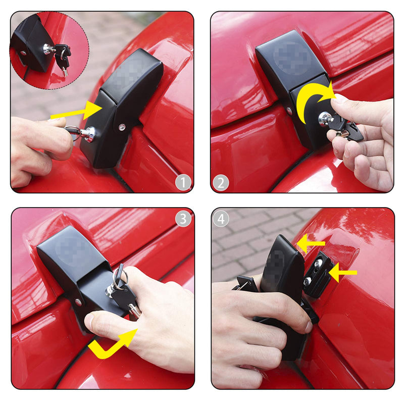  [AUSTRALIA] - JeCar Hood Latches Locking Hood Catch Kit Aluminum Alloy Hood Locks Compatible with Jeep Wrangler 2007-2018 JK JKU, 2018-2023 JL JLU & 2020-2023 Gladiator JT, Skull Style JC0718
