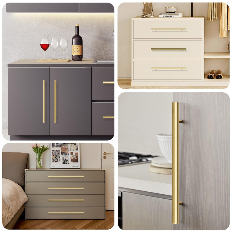 Yiking Soild Brass Cabinet Pulls Heavy Duty Real Brass Dresser Handle,Brushed Gold Drawer Knob Kitchen Cabinet Handles Modern Gold Hardware for Dressers Cupboards Furniture 4pcs 5-9/10in 4pcs 5-9/10" Brushed Gold