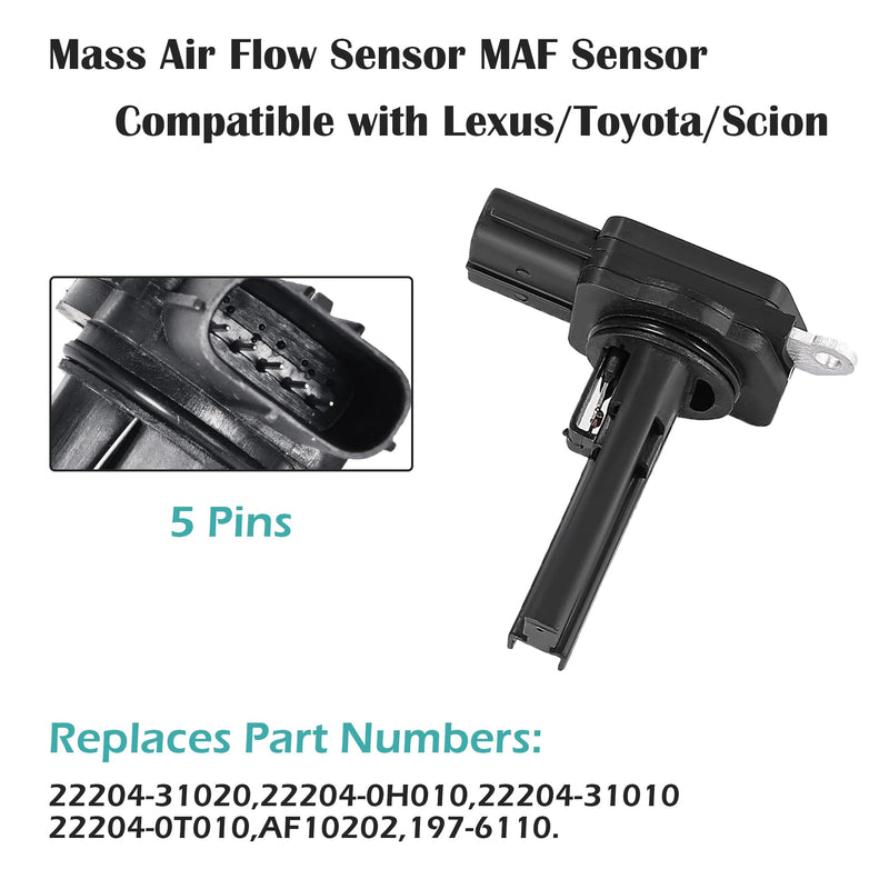 Mass Air Flow Sensor MAF Sensor 22204-31020 Fits for Lexus IS250 ES350 GS350 IS350 RX350 / for Toyota Corolla RAV4 Camry Highlander Sienna/for Scion xB xD tC OE# 22204-31010 22204-0H010