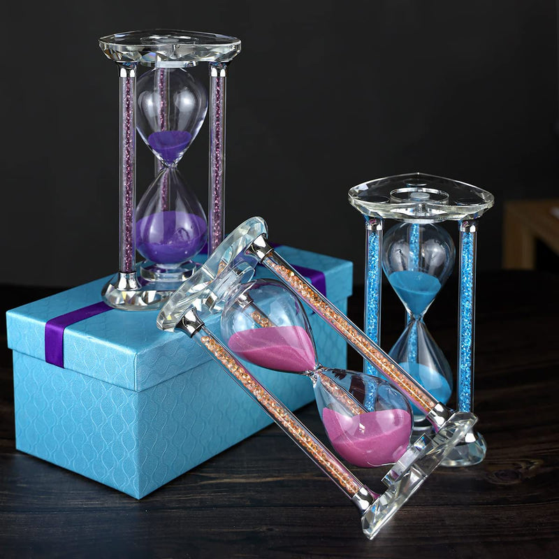 60 Minutes Sand Timers,Heart Shaped Crystal Hourglass, Sand Clock with Gift Box (Purple) Purple