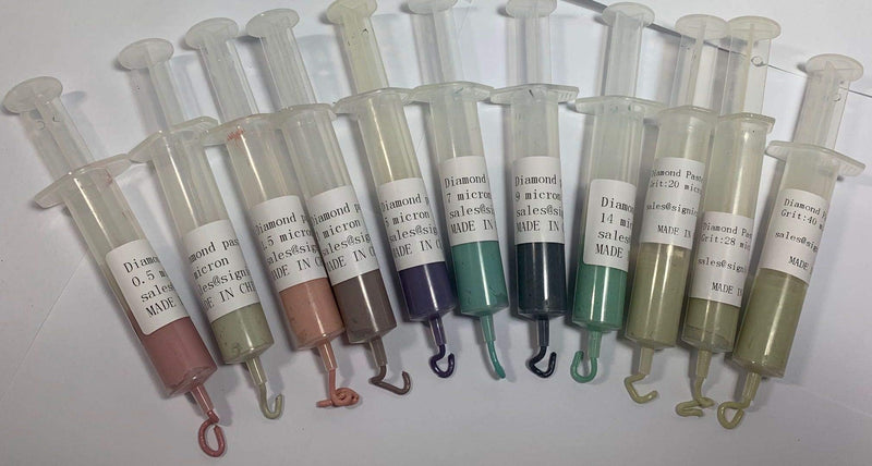 Professional Diamond Polishing Paste Set, 11Pcs 0.5-40 Micron Syringes, 5g Each, for Metal & Jewelry Polishing (Water Based) Water based