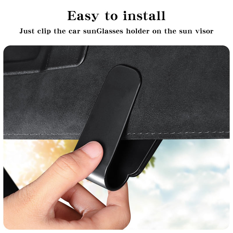 2 Pack 2 in 1 Sunglass Holder for Car Visor Clip Eyeglass Ticket Card Clip on Sunglasses Mount Interior Inside Car Sun Visor auto Trucks Van SUV Accessories Organizer(KAFANLIN Black 2 Pack) KAFANLIN black 2 pack