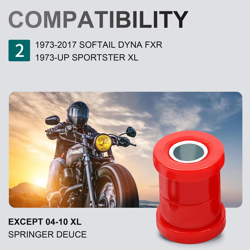 MoKitDora Polyurethane Handlebar Riser Bushings Damper Kit Compatible with Harley 1973-2017 Softail Dyna FXR 1973-up Sportster XL, Red&Chrome