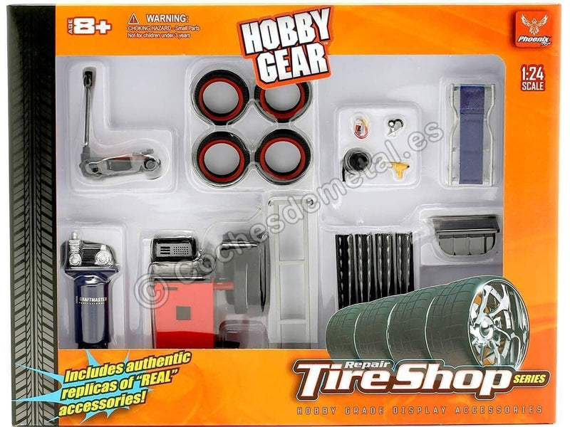 Repair Tire Shop Accessories Tool Set for 1/24 Scale Models by Phoenix Toys
