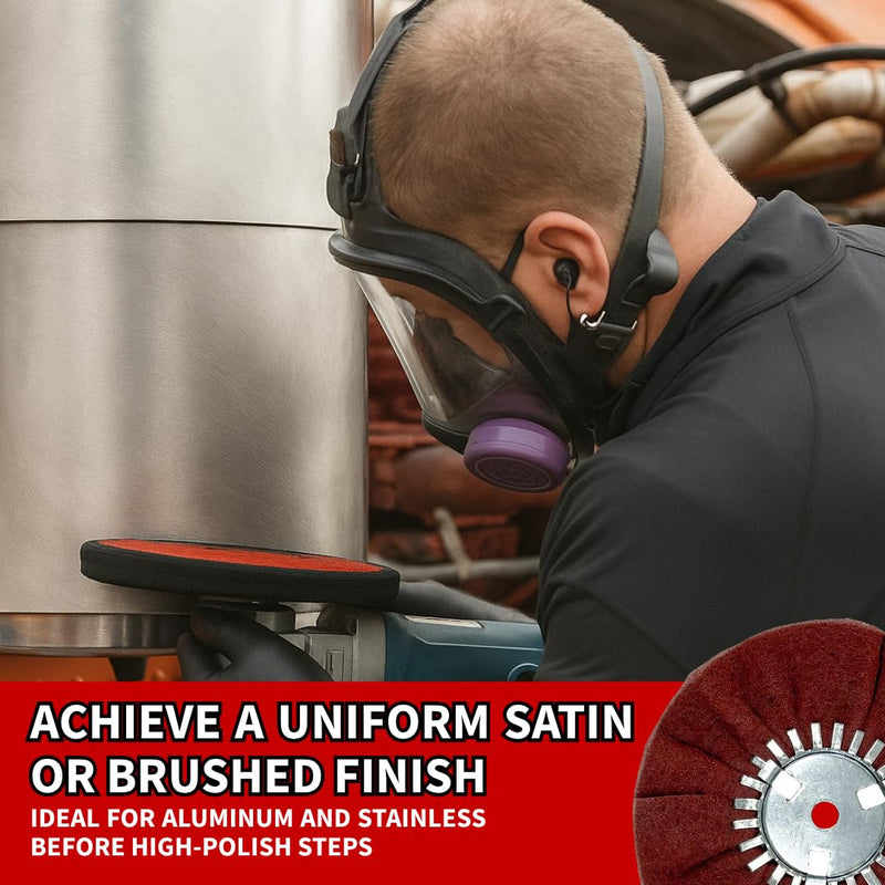 Satin Airway for Metal Finishing On High Speed Right Angle Grinder up to 3000 RPM Very Fine Maroon Finishes Like 320-400 Grit by (9" X 3" X 5/8")
